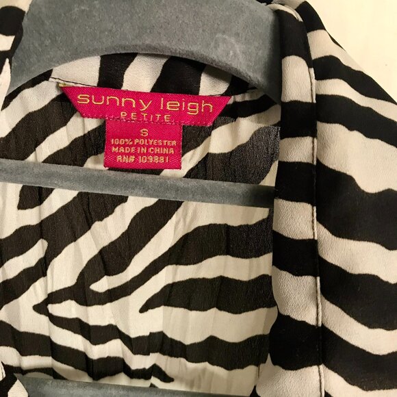 Sunny Leigh black and white zebra-striped wrap top - Picture 2 of 3